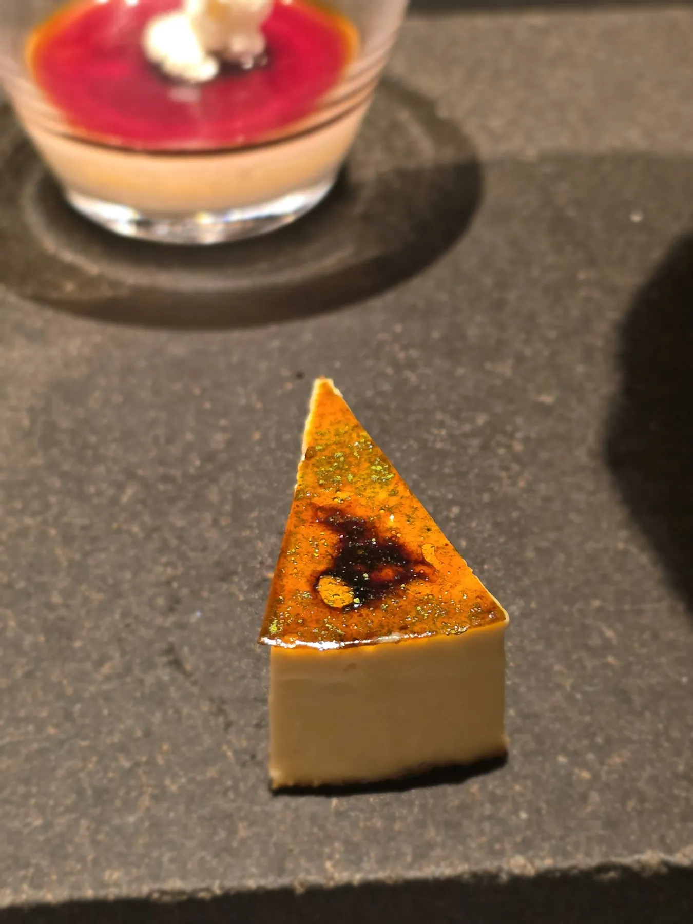 Wedge of torched cheesecake