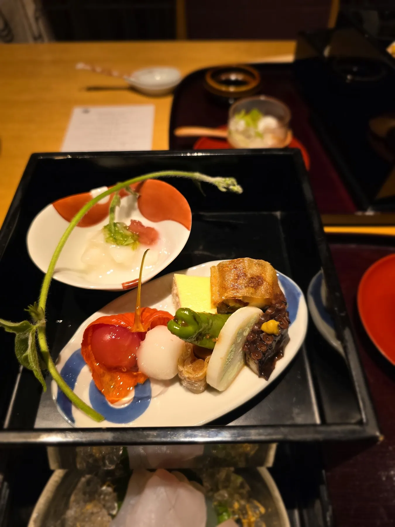 Kaiseki tray with several small dishes